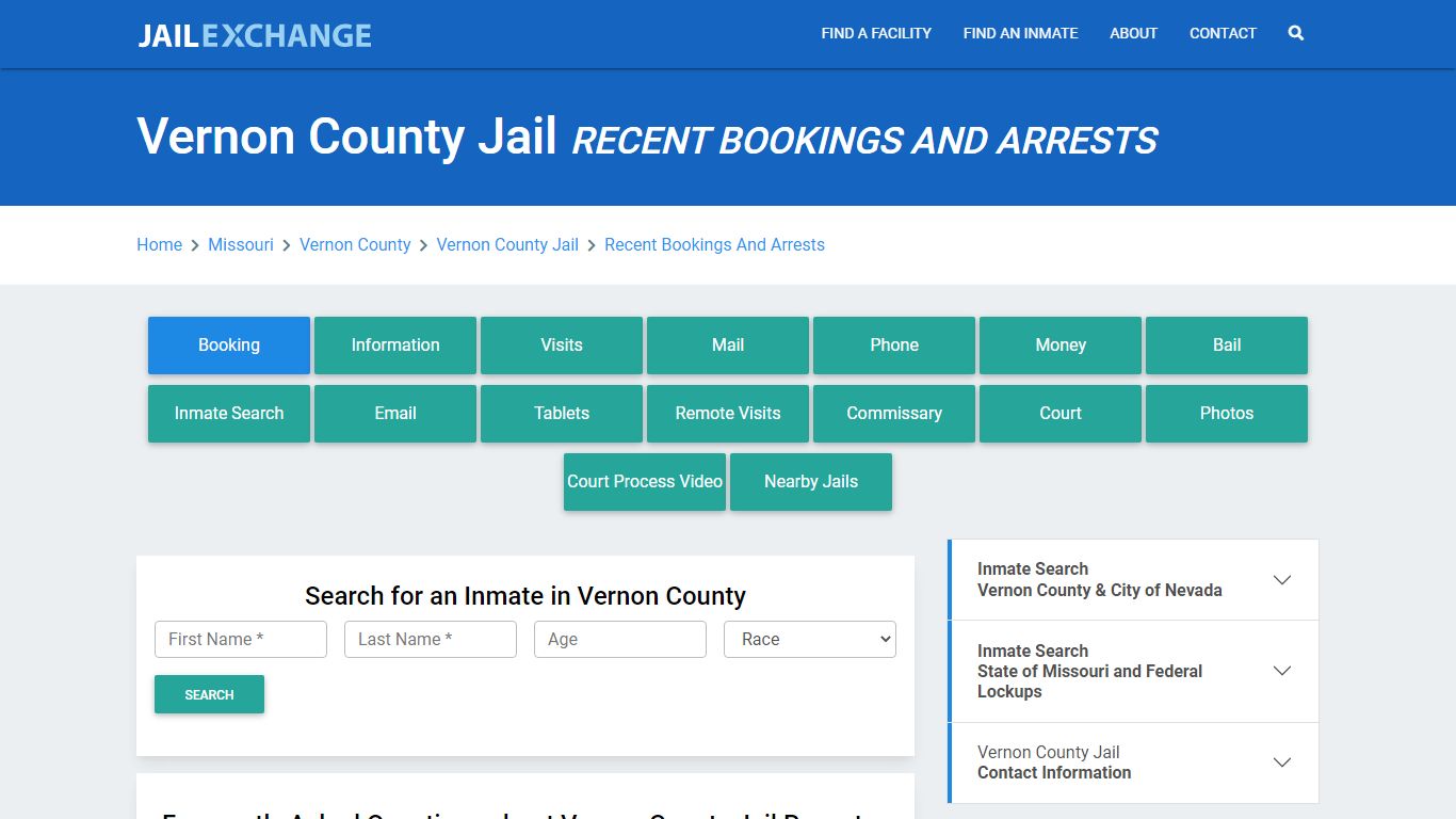 Vernon County Jail MO Recent Arrests and Bookings - Jail Exchange